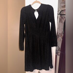 A New Day Black Velvet Polka Dot Dress